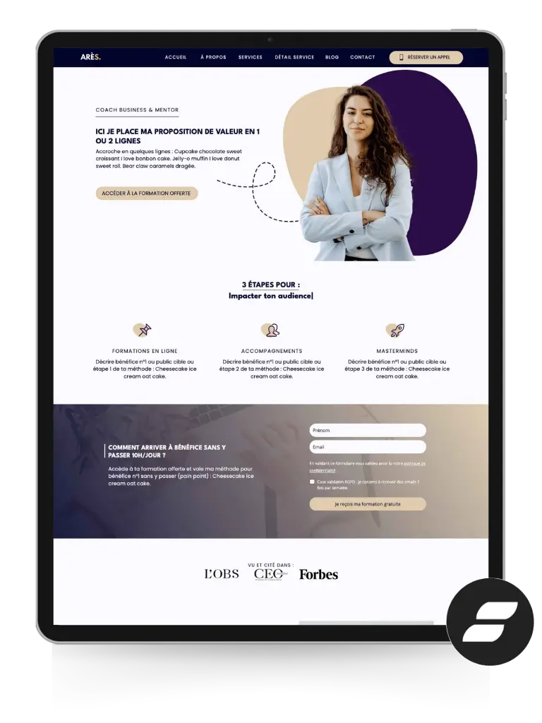 Template showit site web coach business