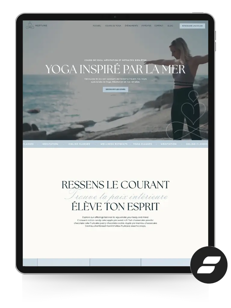 Template site internet prof de yoga showit